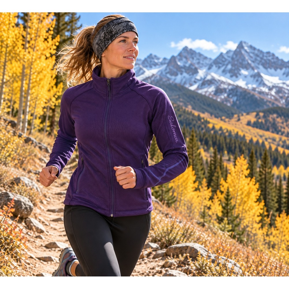 Salomon 922 Actitherm Womens L Full Zip Fleece Jacket Violet Z26001